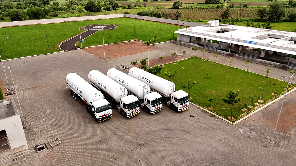 Aerial view of the Oraya depot and LNG fleet